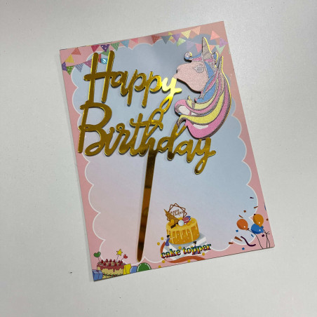 Topper Happy Birthday licorne 1