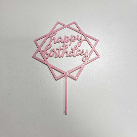 Topper Happy Birthday étoile or rose