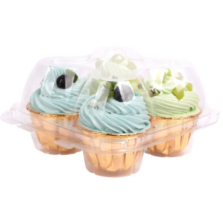 Cupcake Box plastique 4 trous transparent par lot de 10