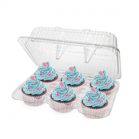 Cupcake Box plastique 6 trous transparent par lot de 10