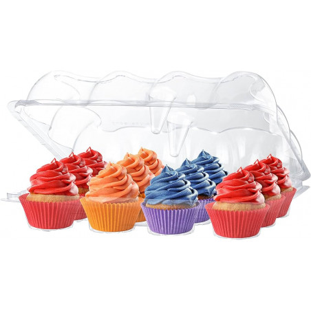 Cupcake Box plastique 12 trous transparent par lot de 10