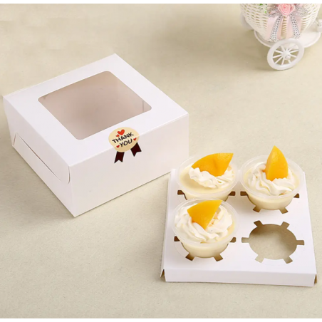 Cupcake Box blanc 4 trous par lot de 10