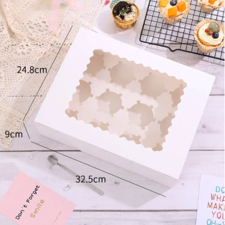 Cupcake Box blanc 12 trous par lot de 10