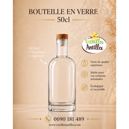 Bouteille 500ml en verre NEUVE + bouchon + capsule
