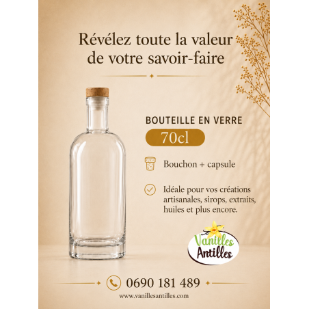 Bouteille 700ml en verre NEUVE + bouchon + capsule