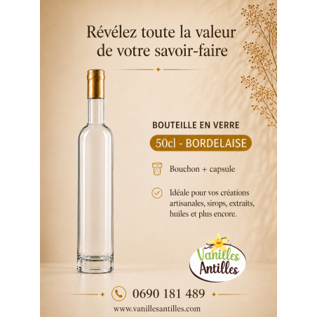Bouteille 500ml Bordelaise en verre NEUVE + bouchon + capsule